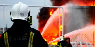 Пожежа на енергетичному об’єкті після ракетного удару по Україні