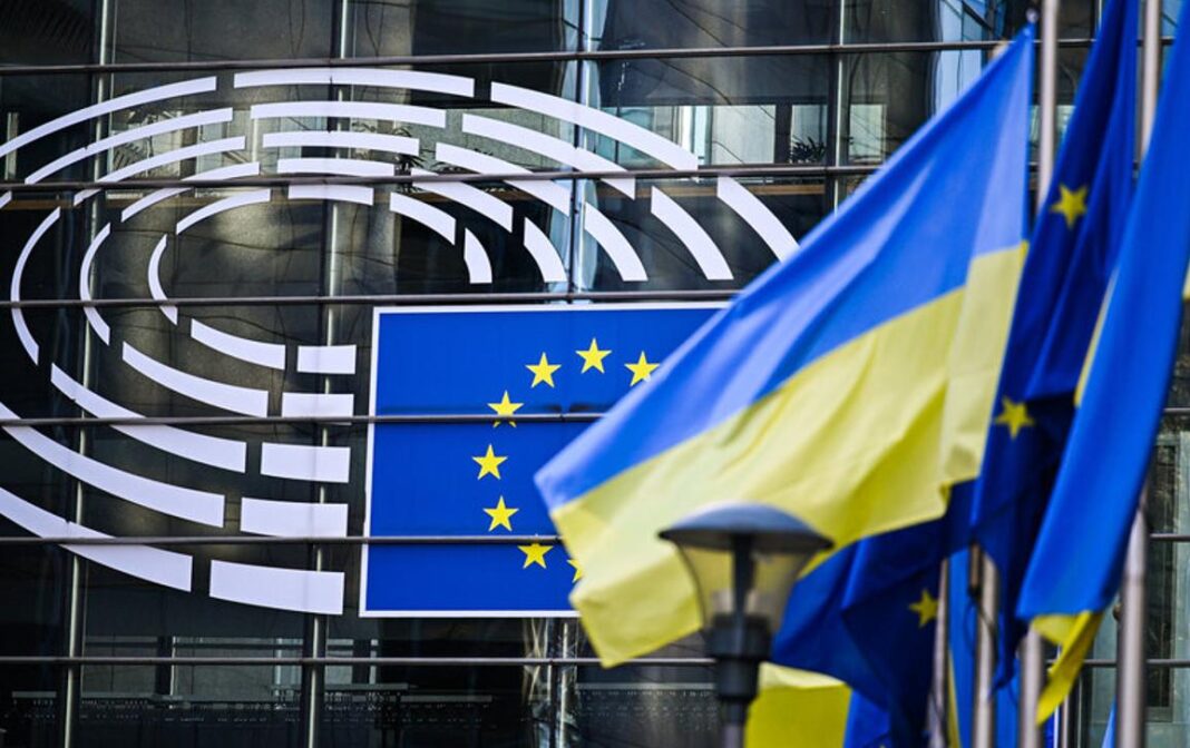 The European Commission building in Brussels during a meeting on sanctions against Russia.