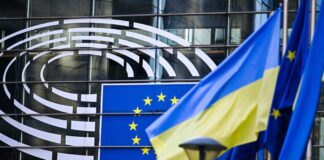 Будівля Європейської комісії в Брюсселі під час засідання щодо санкцій проти Росії.