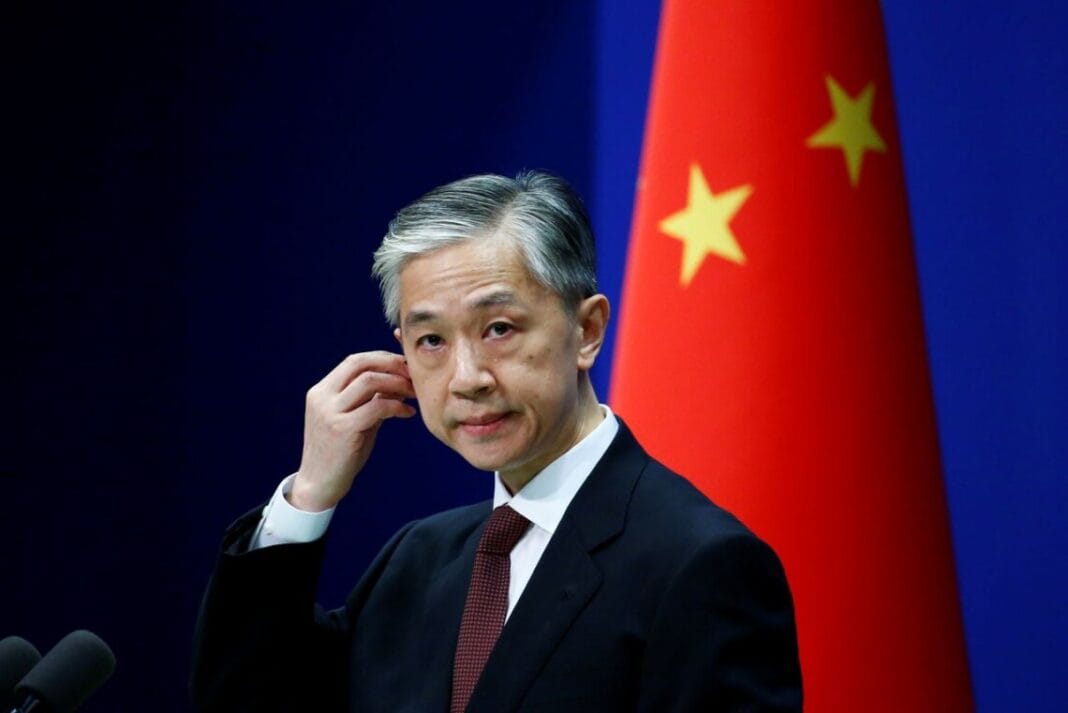 A representative of the Chinese Foreign Ministry during a briefing in Beijing.
