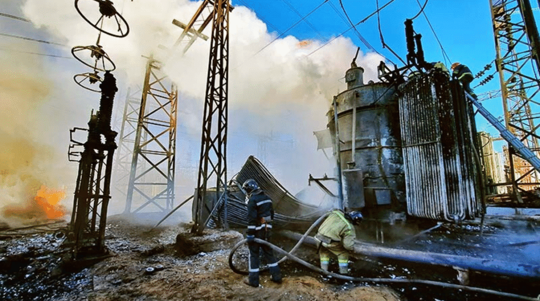 Destroyed substation in Donetsk region after Russian shelling