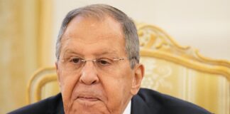 Сергій Лавров під час виступу на пресконференції МЗС росії.