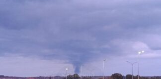 Fire at an oil depot in the village of Hvardiyske