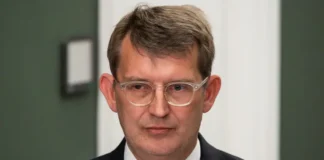 Danish Defence Minister during a briefing in Copenhagen