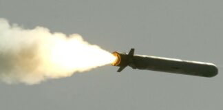 Tomahawk cruise missile during a test by the US Navy