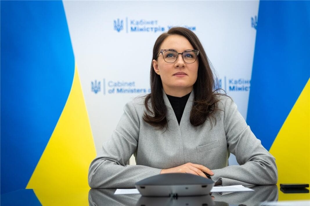 Prime Minister Yulia Sviridenko during a briefing