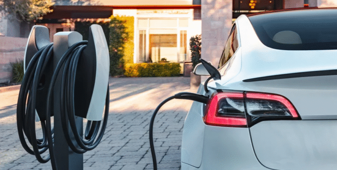 Screenshot_2 Станція зарядки електромобілів у Києві, на фоні — сучасний електрокар.