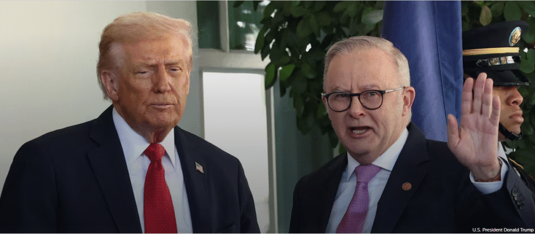 Президент США Дональд Трамп зустрічає прем’єр-міністра Австралії Ентоні Албанізі.