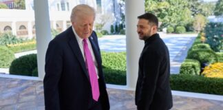 Donald Trump and Volodymyr Zelenskyy during a meeting at the White House, October 2025