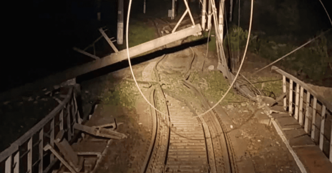 Destroyed railway track after shelling in Nizhyn