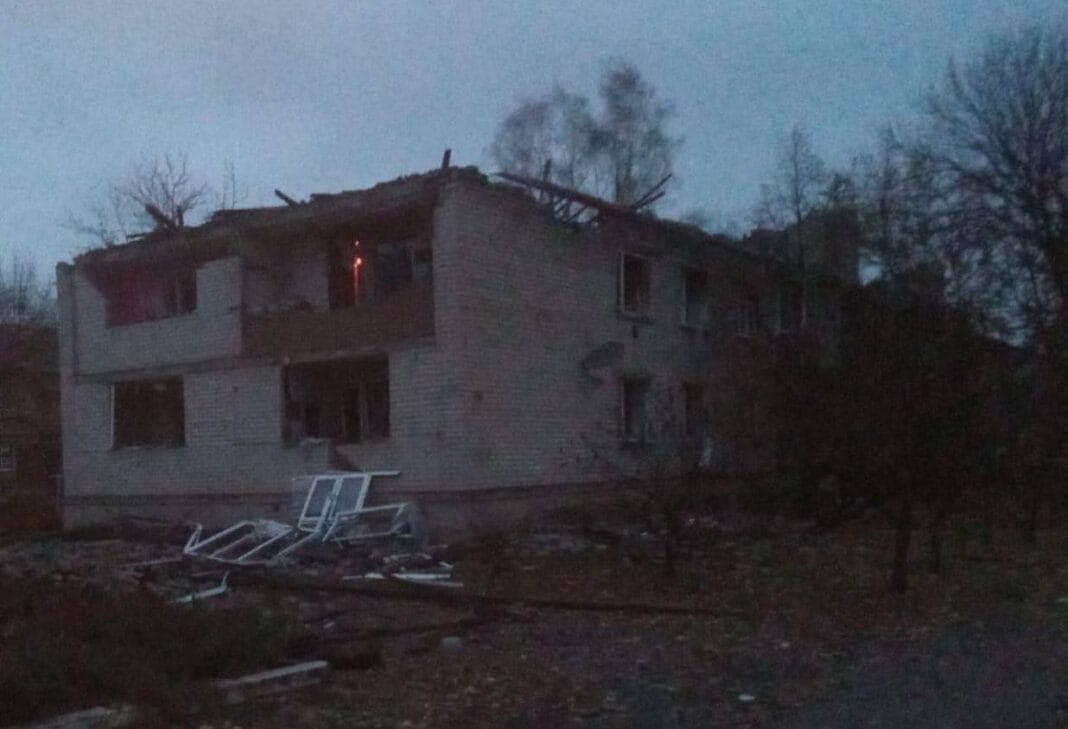 The aftermath of a rocket attack on a residential area in the Synelnyk district.
