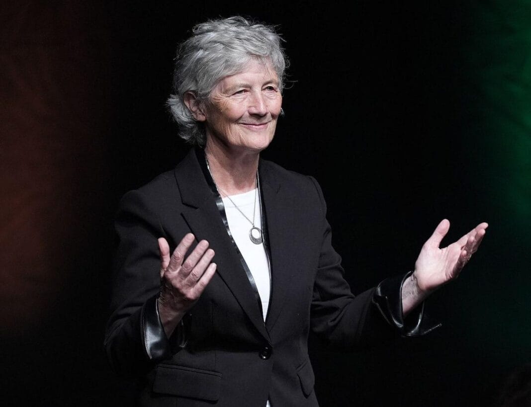 Президентка Ірландії Кетрін Коннолі під час виступу після оголошення результатів виборів 2025 року.