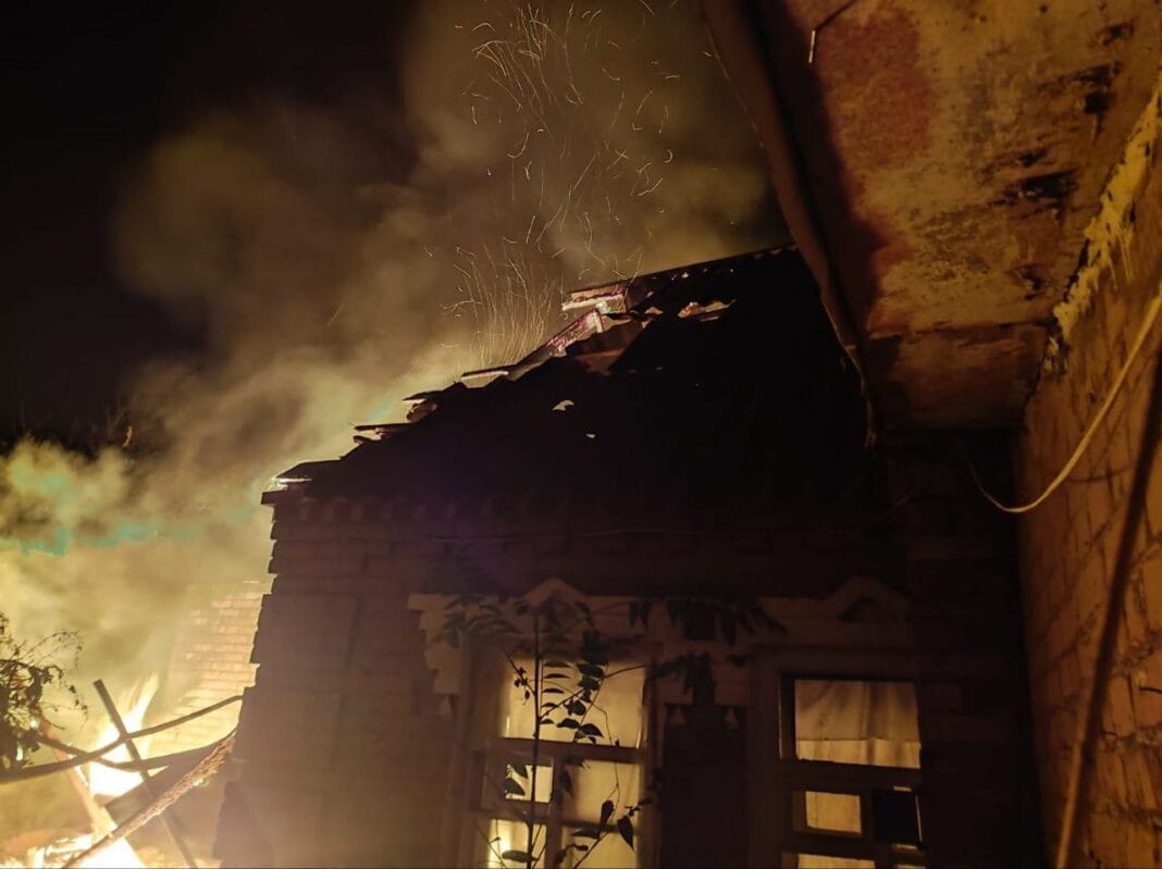 Fire after night shelling in Dnipro region