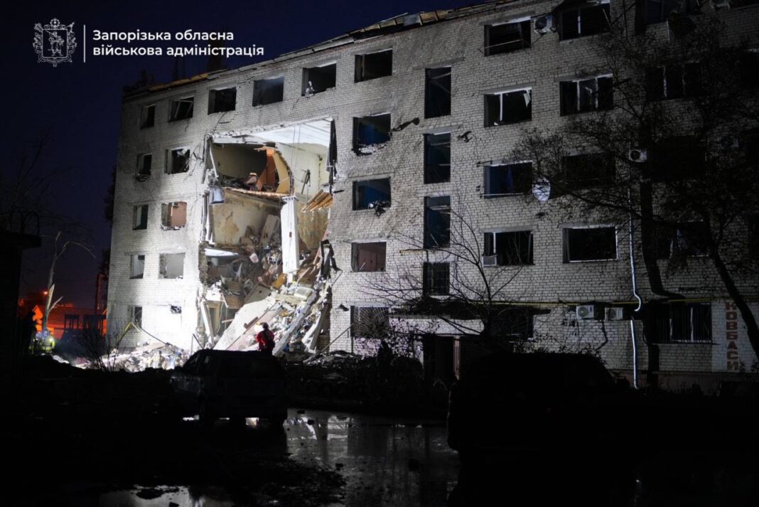 A damaged dormitory after a Russian attack on Zaporizhzhia. Photo: Zaporizhzhia OVA