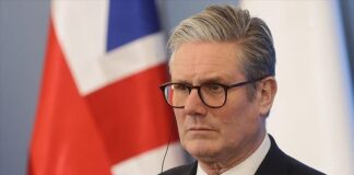 Прем’єр Британії Кір Стармер під час виступу про військову підтримку України.