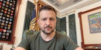 President Volodymyr Zelenskyy during his address to Ukrainians