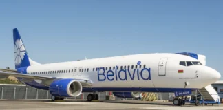 An aircraft of the Belarusian airline Belavia«