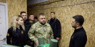 President Volodymyr Zelenskyy during a meeting in Kherson