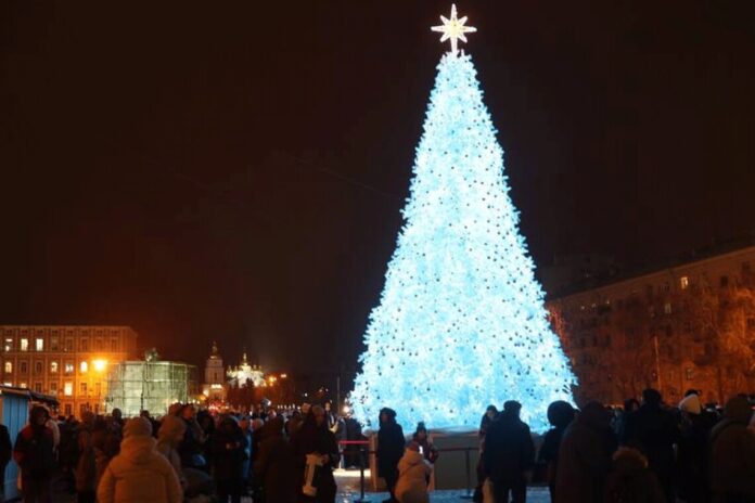 Kyiv's main Christmas tree on St Sophia Square