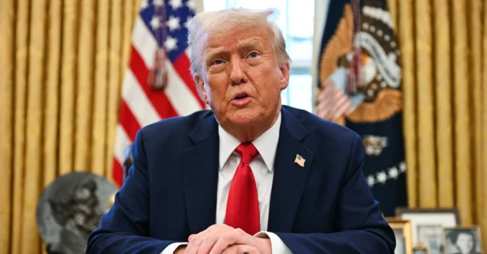 US President Donald Trump during a press briefing