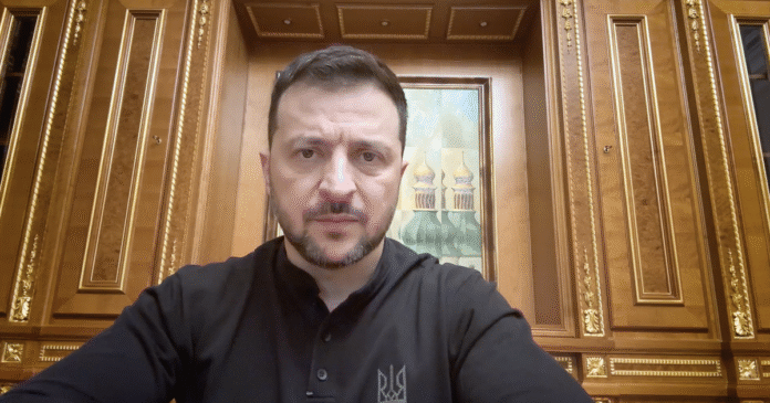 President Volodymyr Zelenskyy during a speech