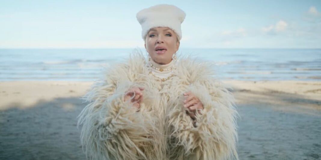Laima Vaikule in ATB's New Year's advert, a still from the video