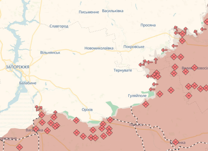 Map of hostilities in southern Ukraine according to DeepState