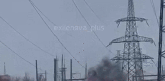 Дим і полум’я над територією Шатурської ГРЕС