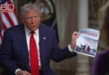 Трамп носить із собою листівку про завершені війни Дональд Трамп показує листівку «President of Peace» під час інтерв’ю 60 Minutes