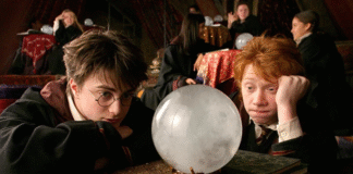 Daniel Radcliffe and Rupert Grint as Harry Potter and Ron Weasley in the crystal ball scene