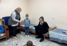 Angelina Jolie during a visit to the frontline regions of Ukraine