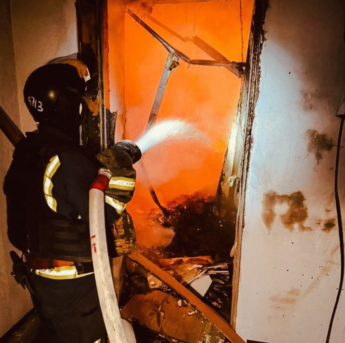 Пожежа після удару дрона по фермі в Харківській області