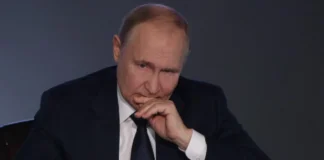 Vladimir Putin during a statement about upcoming meetings on the peace plan