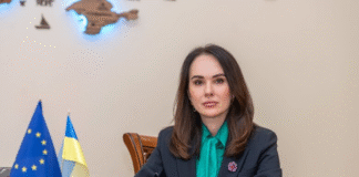 Iryna Mudra during a government meeting in Kyiv