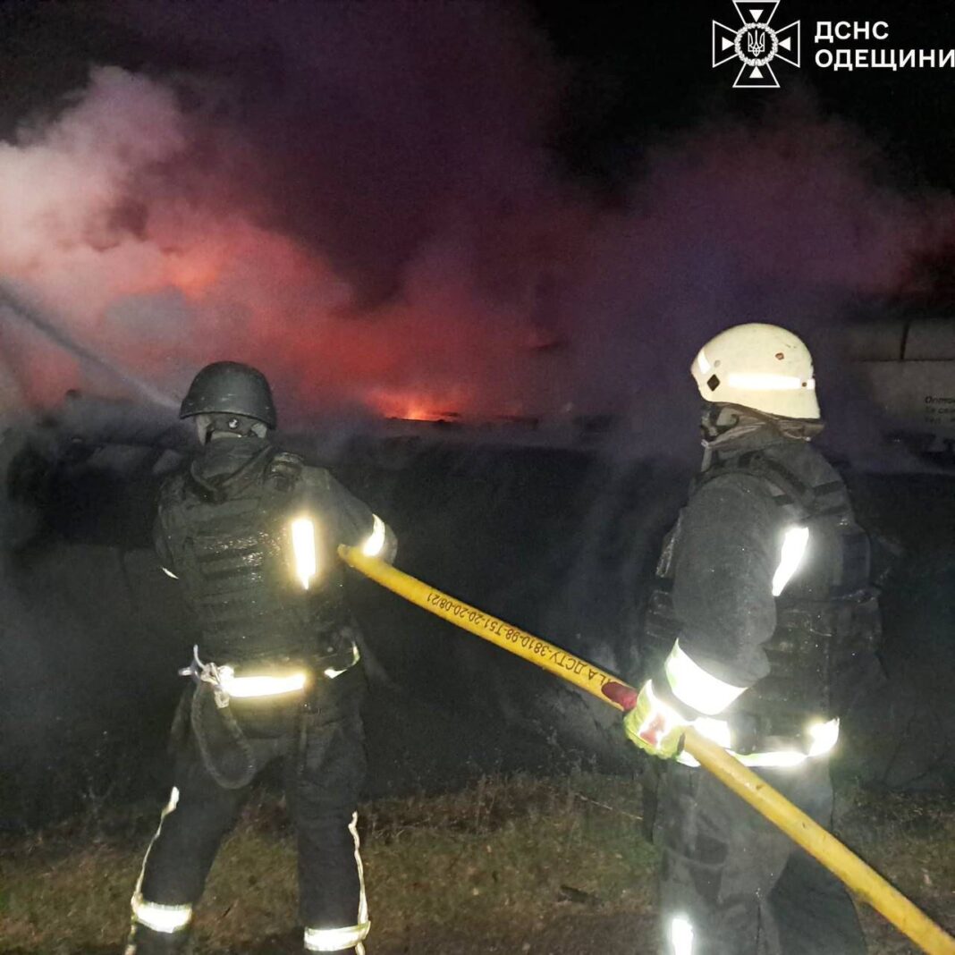 Fire at a truck stop after a drone strike in Odesa region