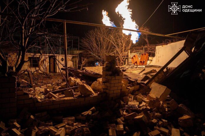Consequences of a nighttime drone attack in Odesa region - damaged houses and a fire