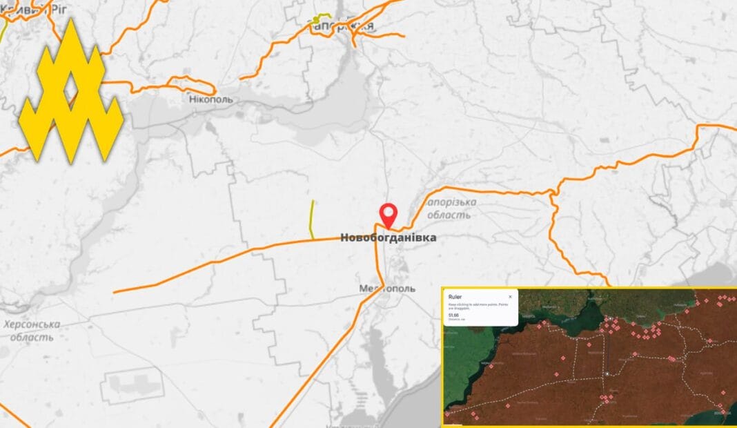 Карта на якій вказане місце диверсії партизанами АТЕШ