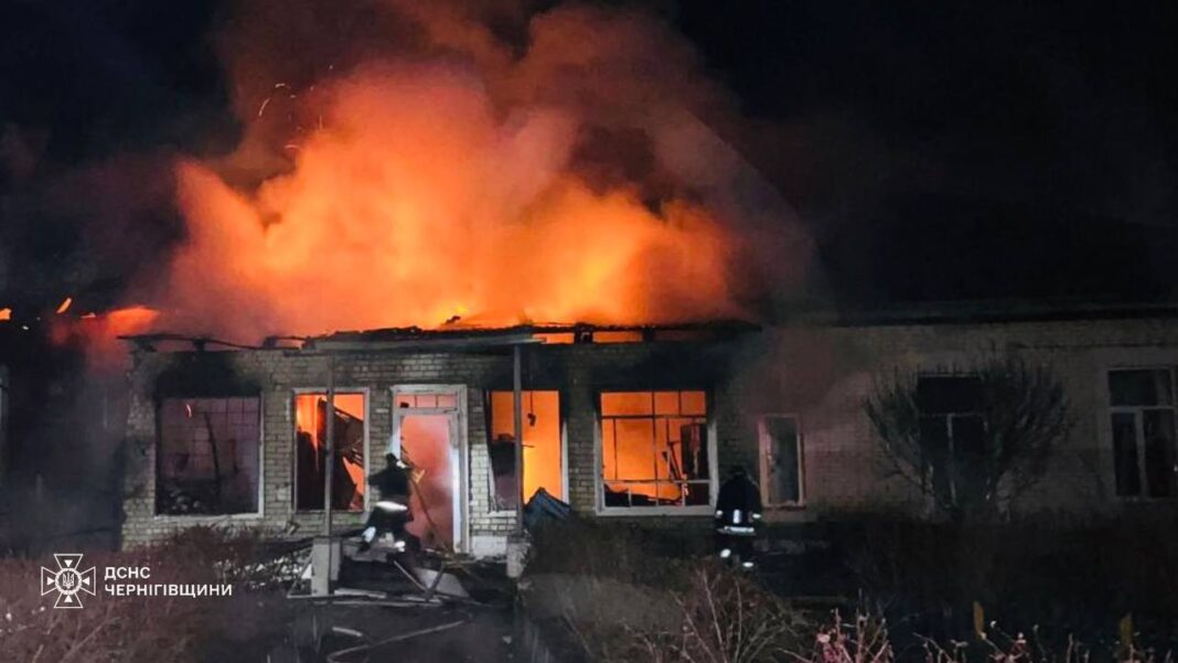 The building of the Centre for Children and Youth Creativity in Koryukivka after a drone strike