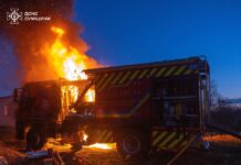 SES fire truck destroyed after targeted UAV attack in Sumy
