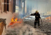 Large-scale fires in Chernihiv region after Russian UAV strikes Fire after a Russian UAV attack on a company in Koryukivka