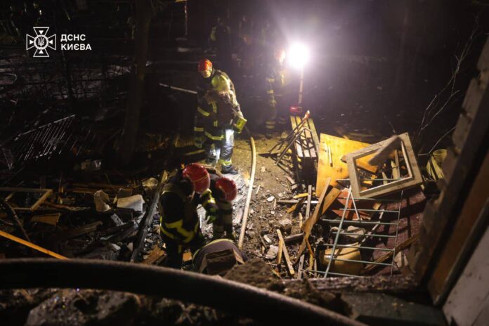 Damaged electrical infrastructure after a missile strike on Ukraine