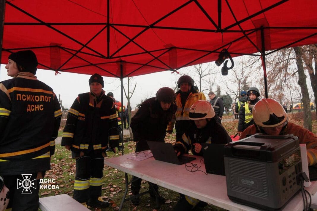 Kyiv rescuers work in mobile headquarters after shelling