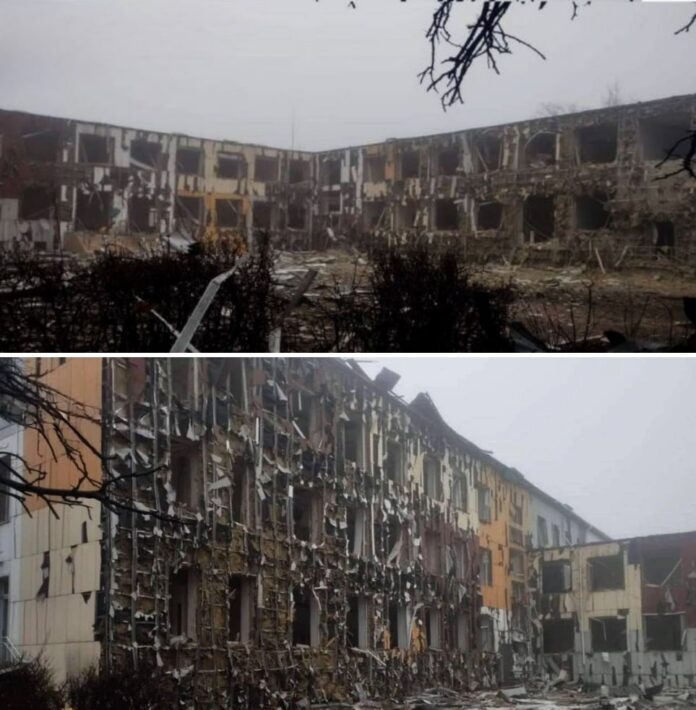 Destroyed lyceum after a KAB strike in Dnipro region