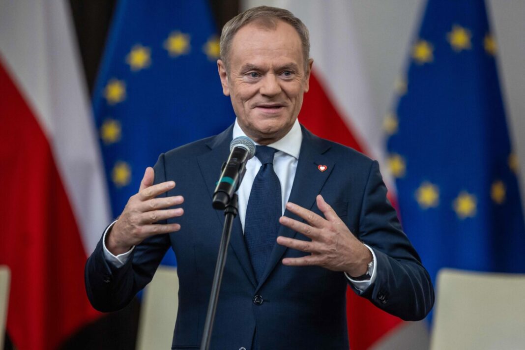 Donald Tusk during his statement on Poland's security