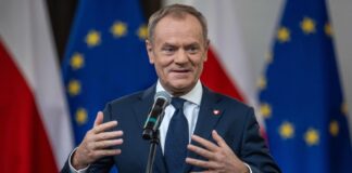 Donald Tusk during his statement on Poland's security