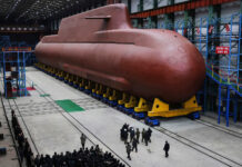 The hull of the DPRK nuclear submarine at the shipyard