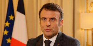 Президент Франції Еммануель Макрон під час виступу