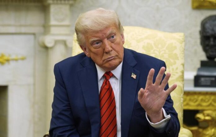 Президент США Дональд Трамп під час заяви про підтримку України