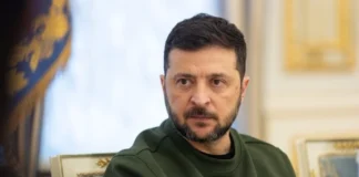 President of Ukraine Volodymyr Zelenskyy during his statement