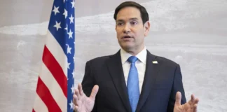 US Secretary of State Marco Rubio during a briefing
